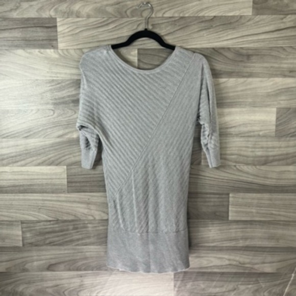 White House Black Market Womens Pullover Sweater Gray‎ Striped Short Sleeve M - Picture 8 of 12